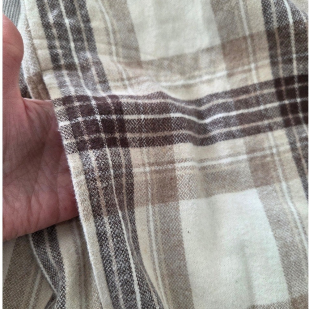 Polo Ralph Lauren Plaid‎ Fringed Shirt Dress Size 14 Beige Brown Long Sleeve - Picture 7 of 7
